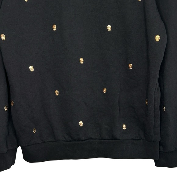 Zara Skull Studded Crewneck Sweatshirt Med Whimsigoth Rock Festival Punk Black - Picture 7 of 10
